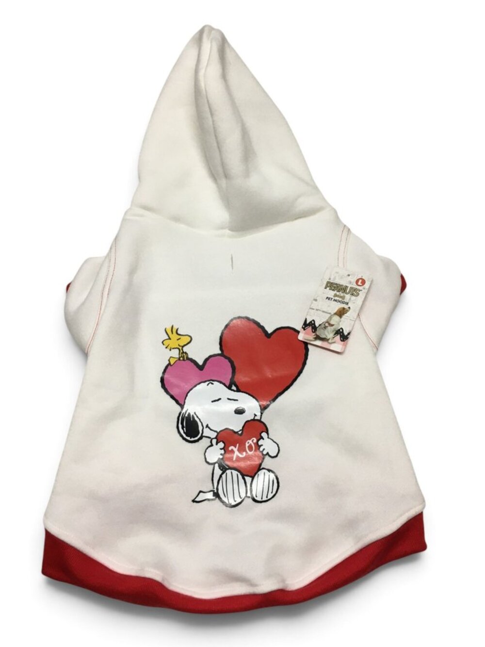 Peanuts Snoopy Woodstock Dog Hoodie Pet Costume Sweater Hearts XOXO Size L NWT